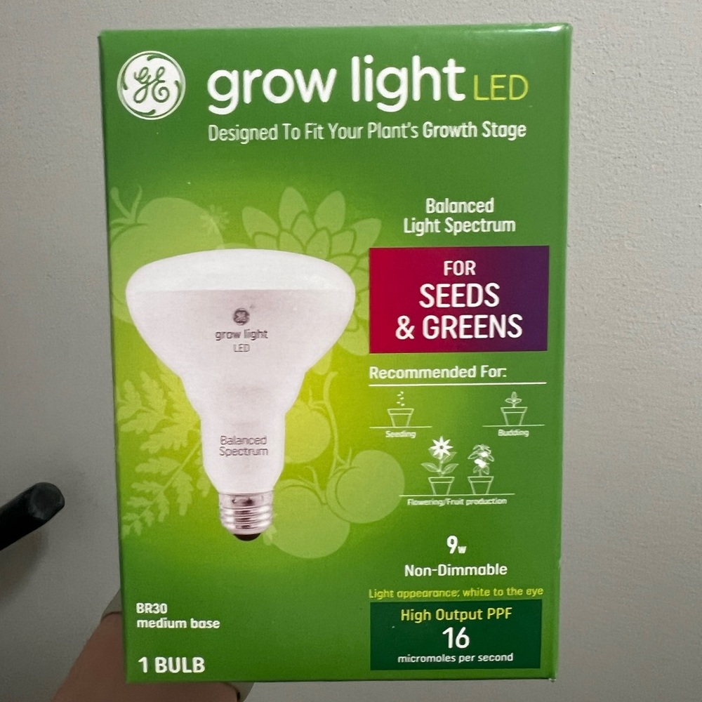GE Grow Light LED Bulb for Seeds & Greens
